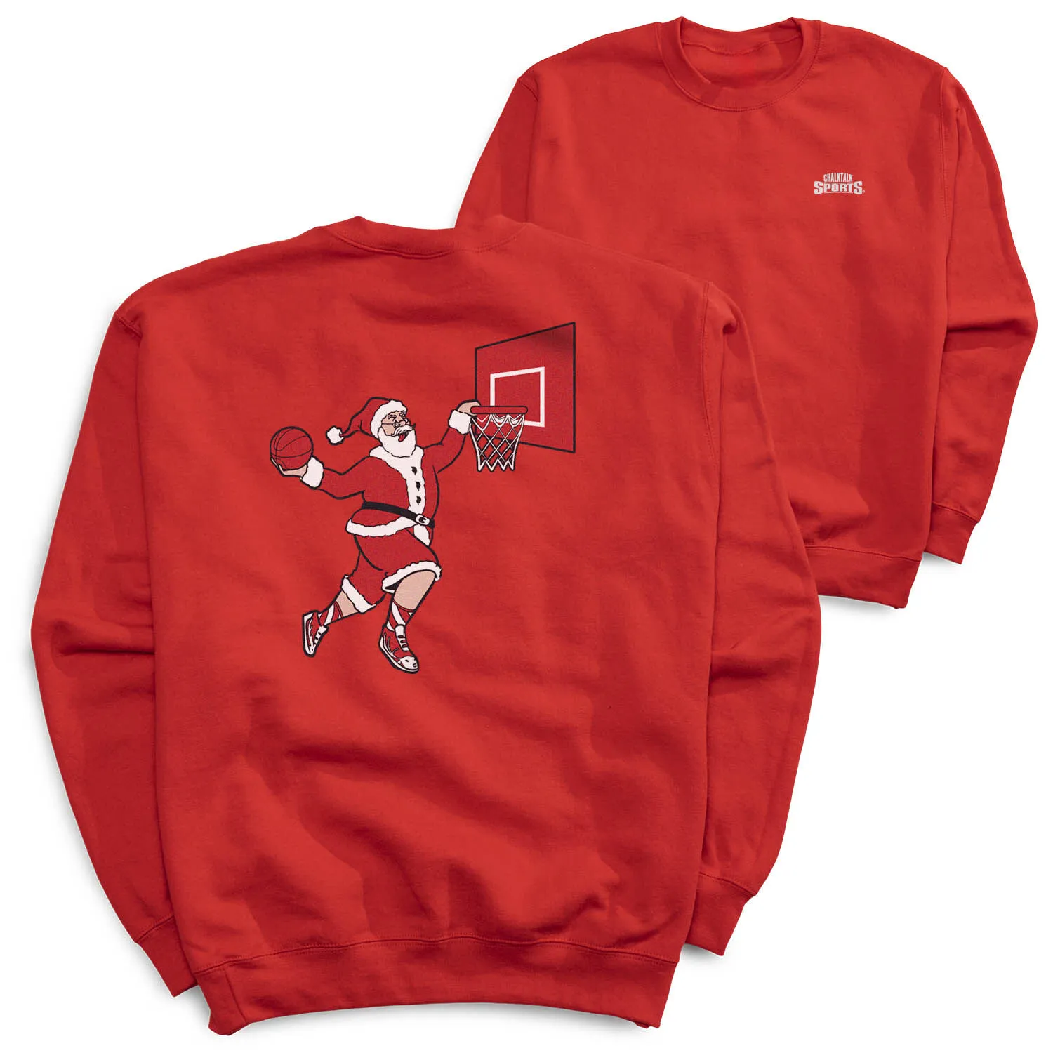 Basketball Crewneck Sweatshirt - Slam Dunk Santa (Back Design) 